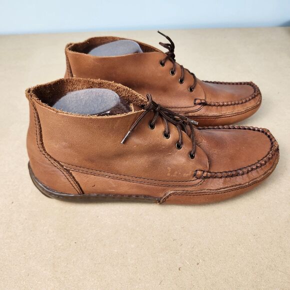 J Murphy Moccasins 9M Brown Leather Lace-Up Low Top Johnston & Murphy Casual - Picture 3 of 9